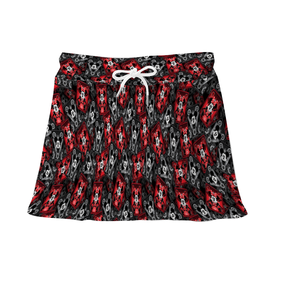 Steamboat Mickey And Minnie Cards Athletic Skirt With Built In Shorts