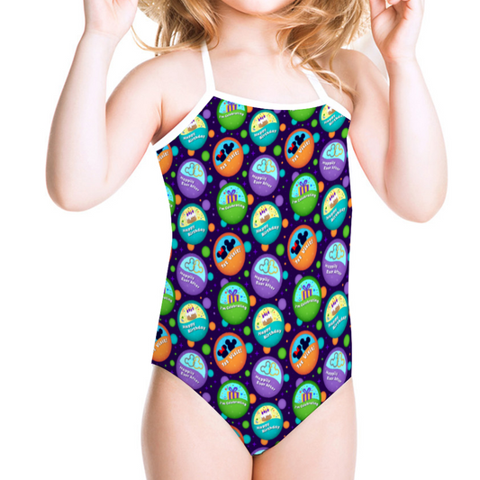Button Collector Girl's Halter One Piece Swimsuit