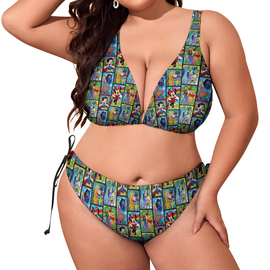 Stained Glass Characters Plus Size Women's Two Piece Bikini