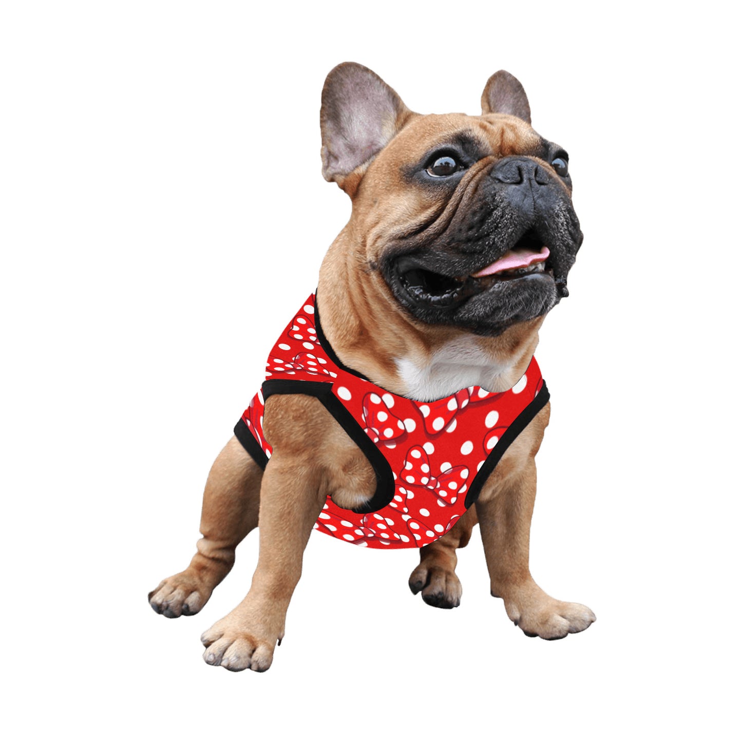 Red With White Polka Dot And Bows Pet Tank Top