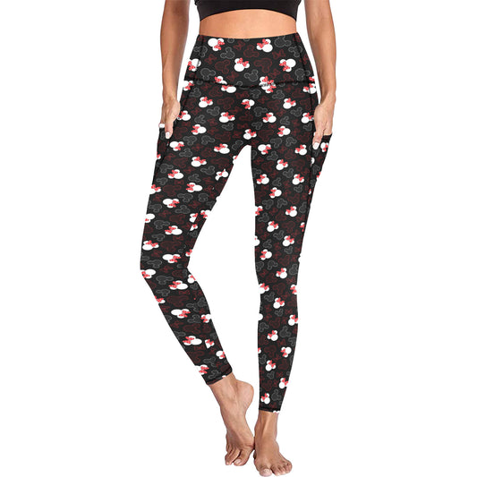 Mickey And Minnie Dots Women's Athletic Leggings With Pockets