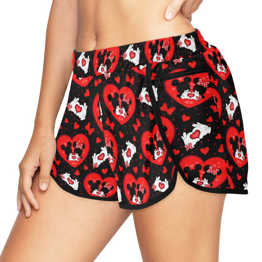Valentine's Day Lovers Women's Athletic Sports Shorts