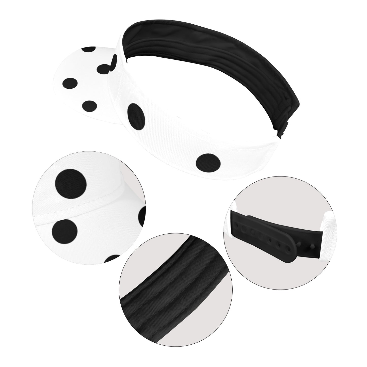 White With Black Polka Dots Athletic Visor