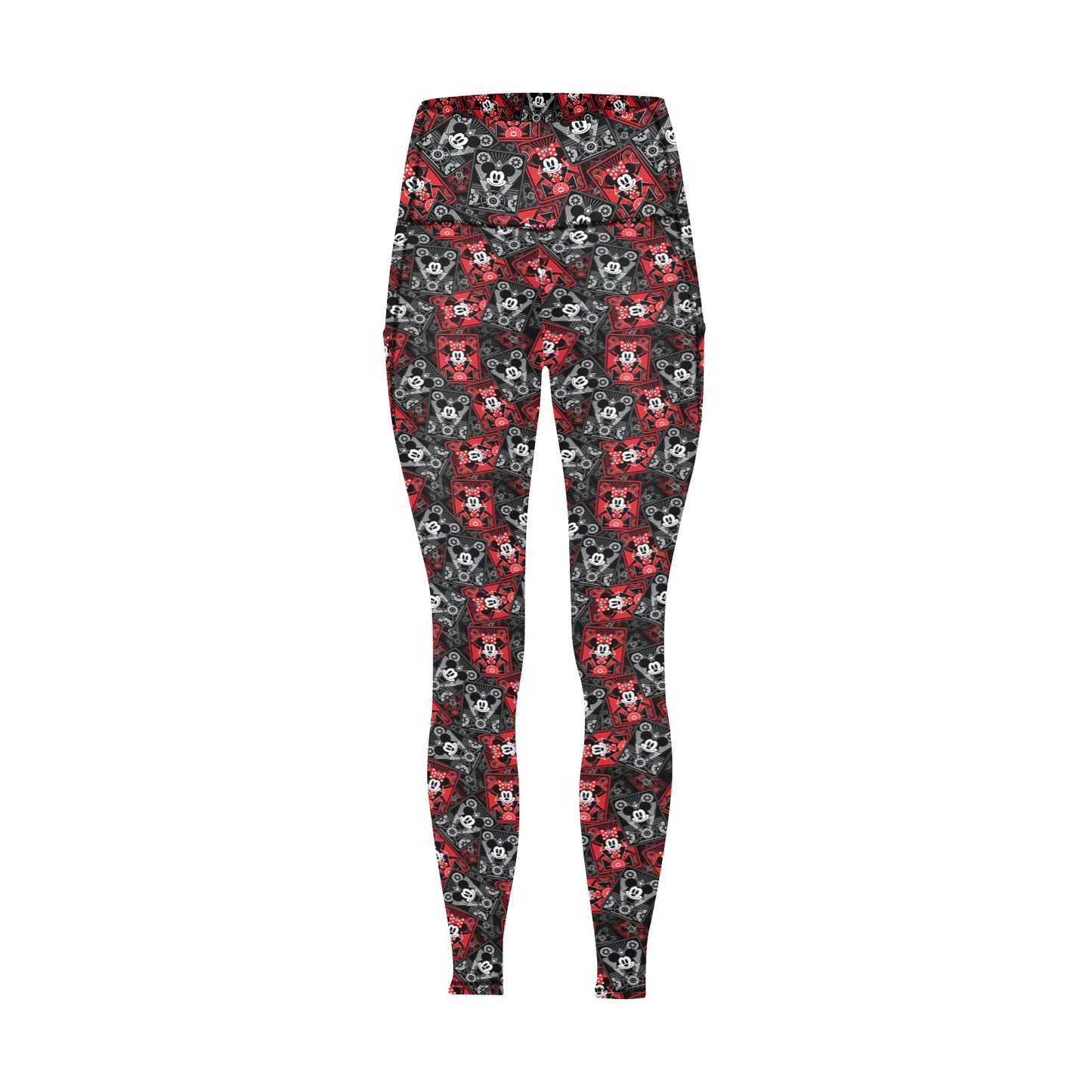 Steamboat Mickey And Minne Cards Women's Athletic Leggings With Pockets