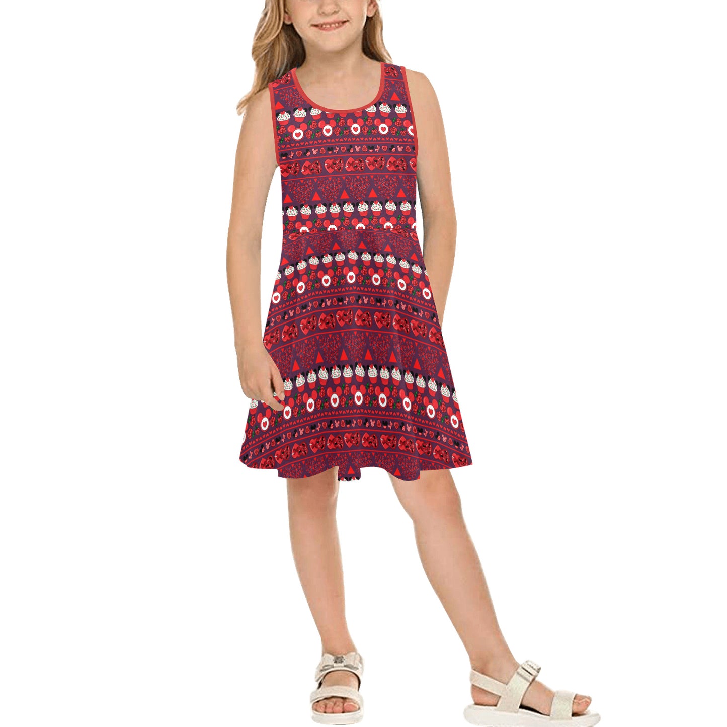 Valentines Day Line Girl's Sleeveless Sundress