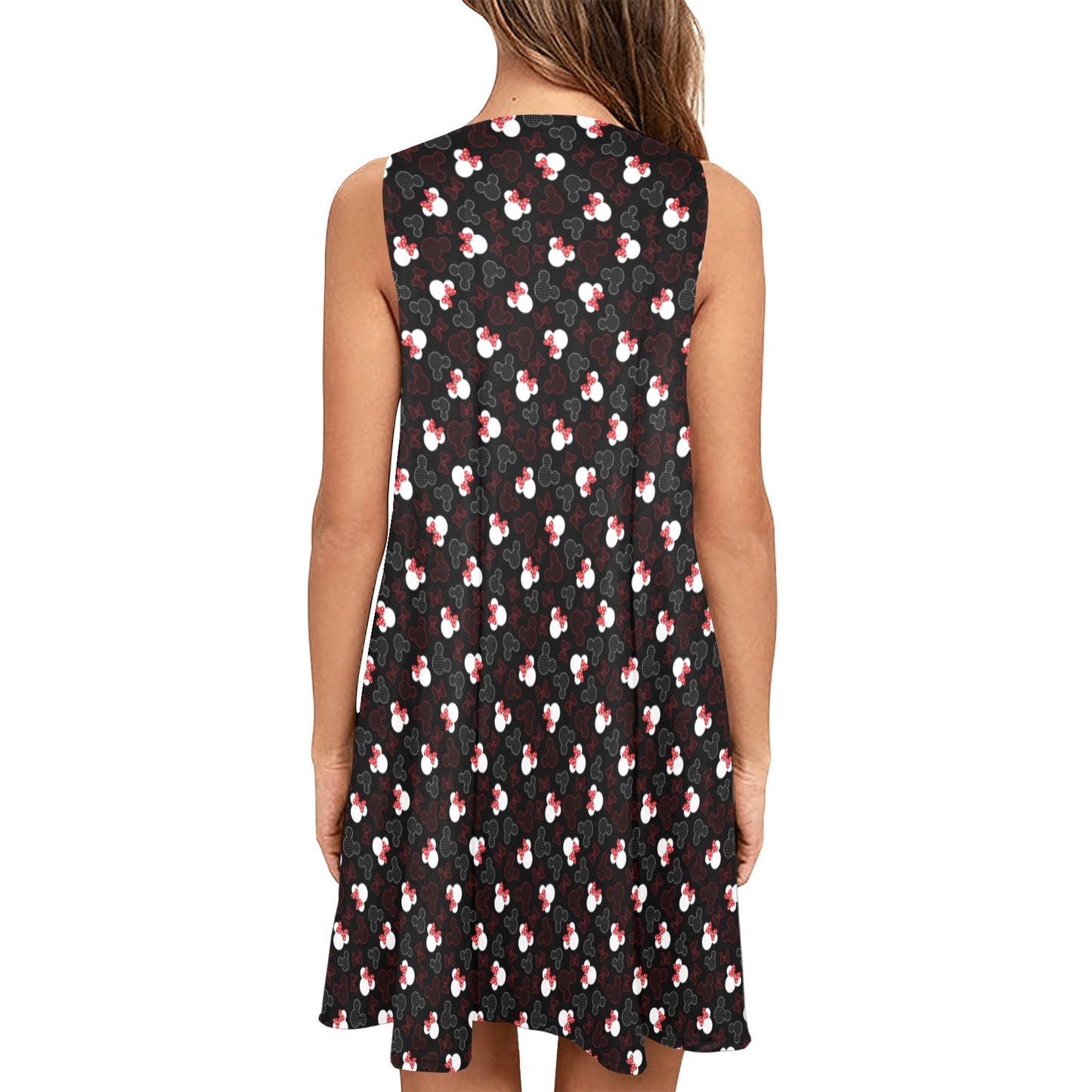 Mickey And Minnie Dots Sleeveless A-Line Pocket Dress