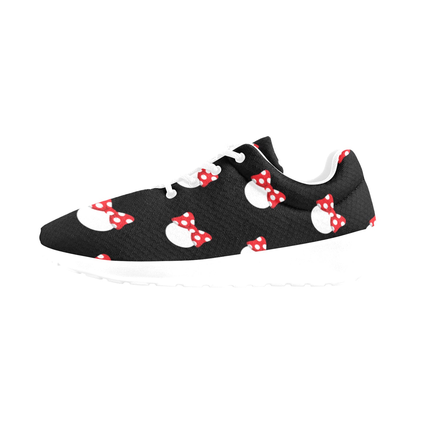 White Polka Dot Red Bow Women's Athletic Shoes