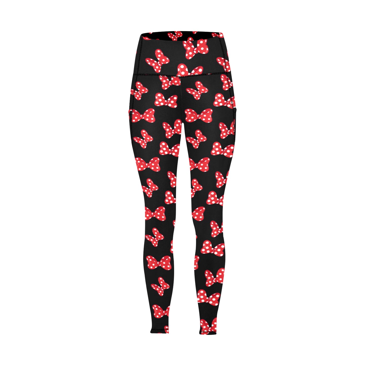 Polka Dot Bows Women's Athletic Leggings With Pockets