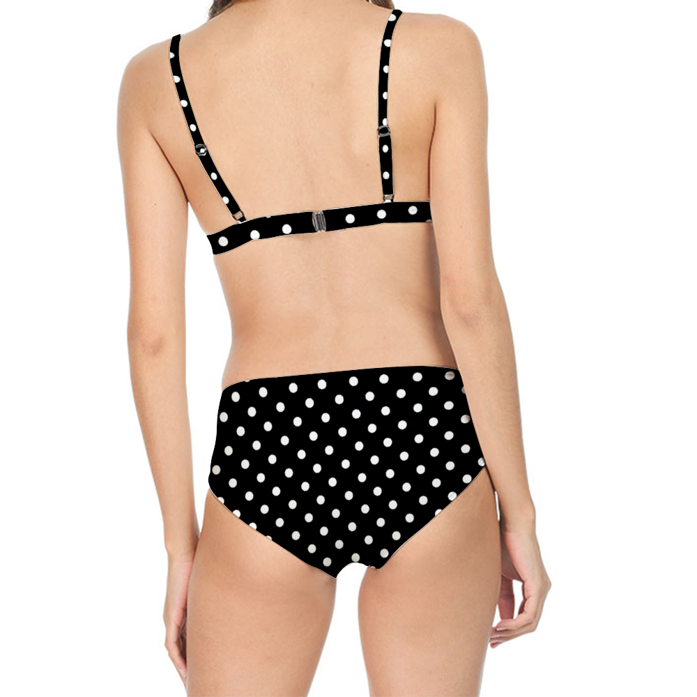 Black With White Polka Dots Women's One-Piece Swimsuit