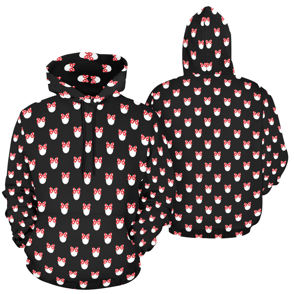 White Polka Dot Red Bow Hoodie for Women