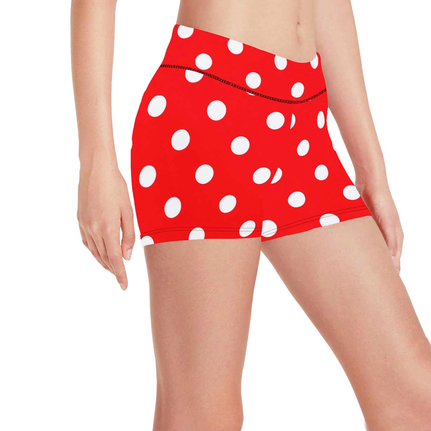 Red With White Polka Dots Women's Short Leggings