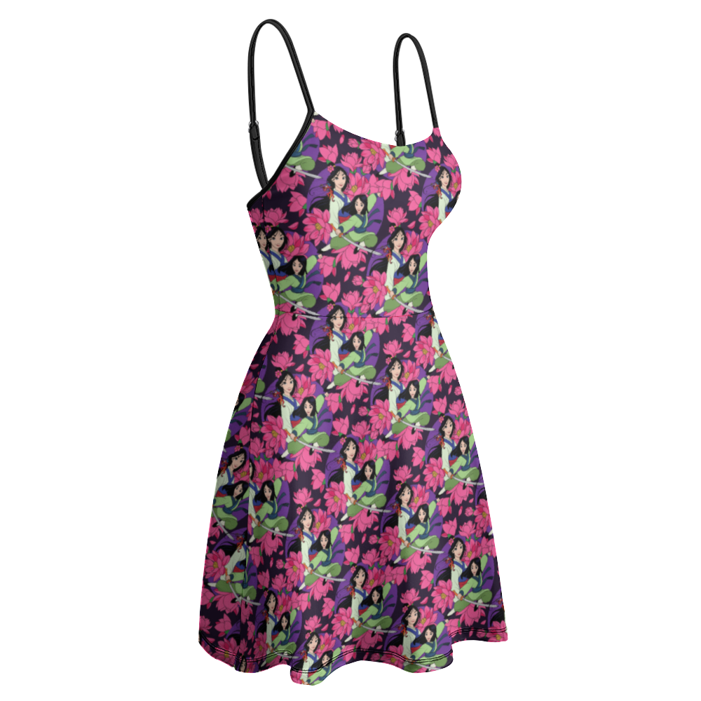 Disney Mulan Blooming Flowers Women's Sling Short Dress