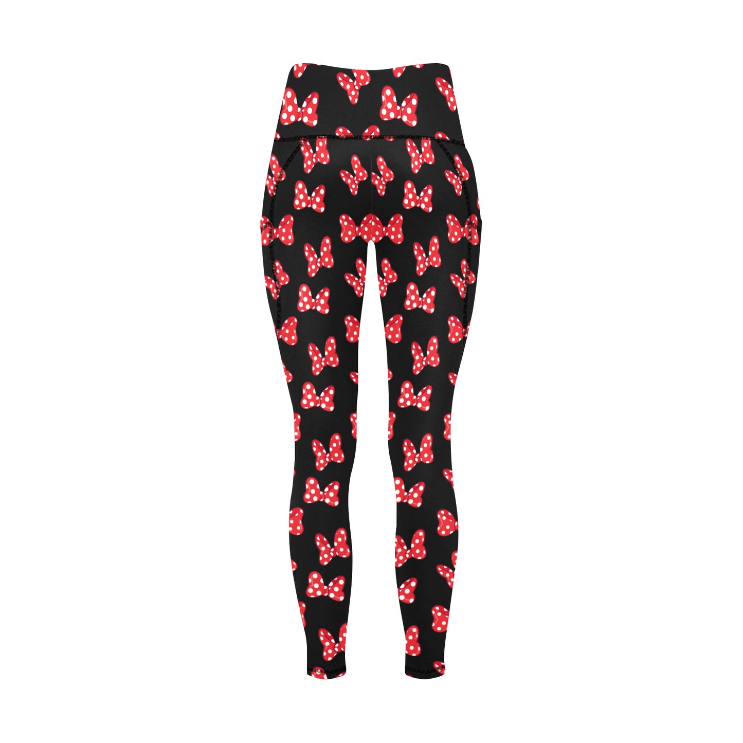Polka Dot Bows Women's Athletic Leggings With Pockets