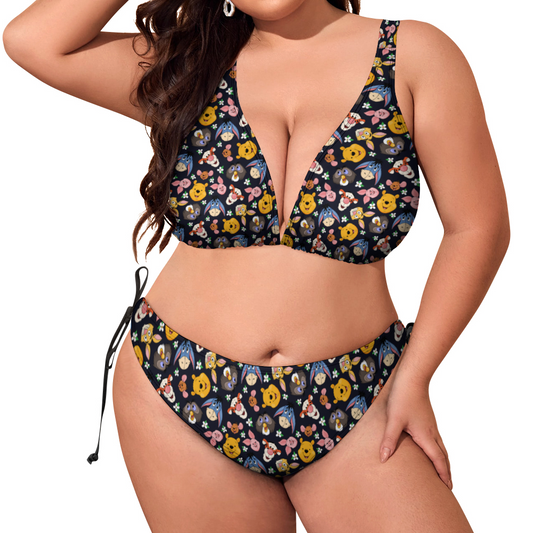 Disney Winnie The Pooh Hundred Acre Wood Friends Plus Size Women's Two Piece Bikini