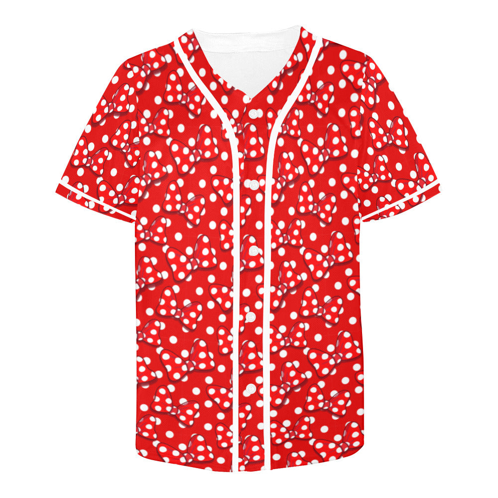 Polka Dots With Red Bows Baseball Jersey