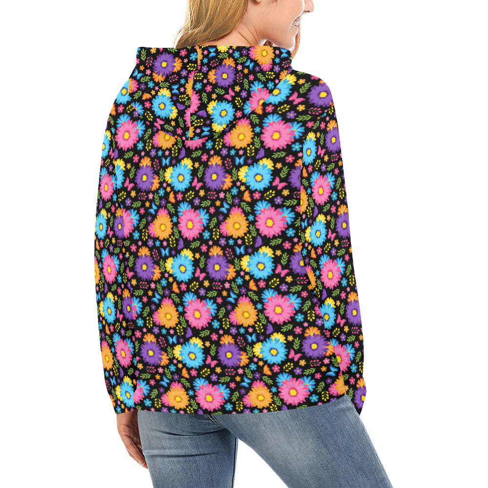 Colorful Spring Flowers Hoodie for Women