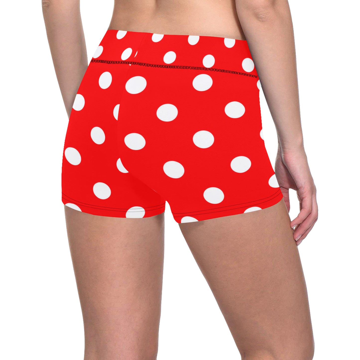 Red With White Polka Dots Women's Short Leggings
