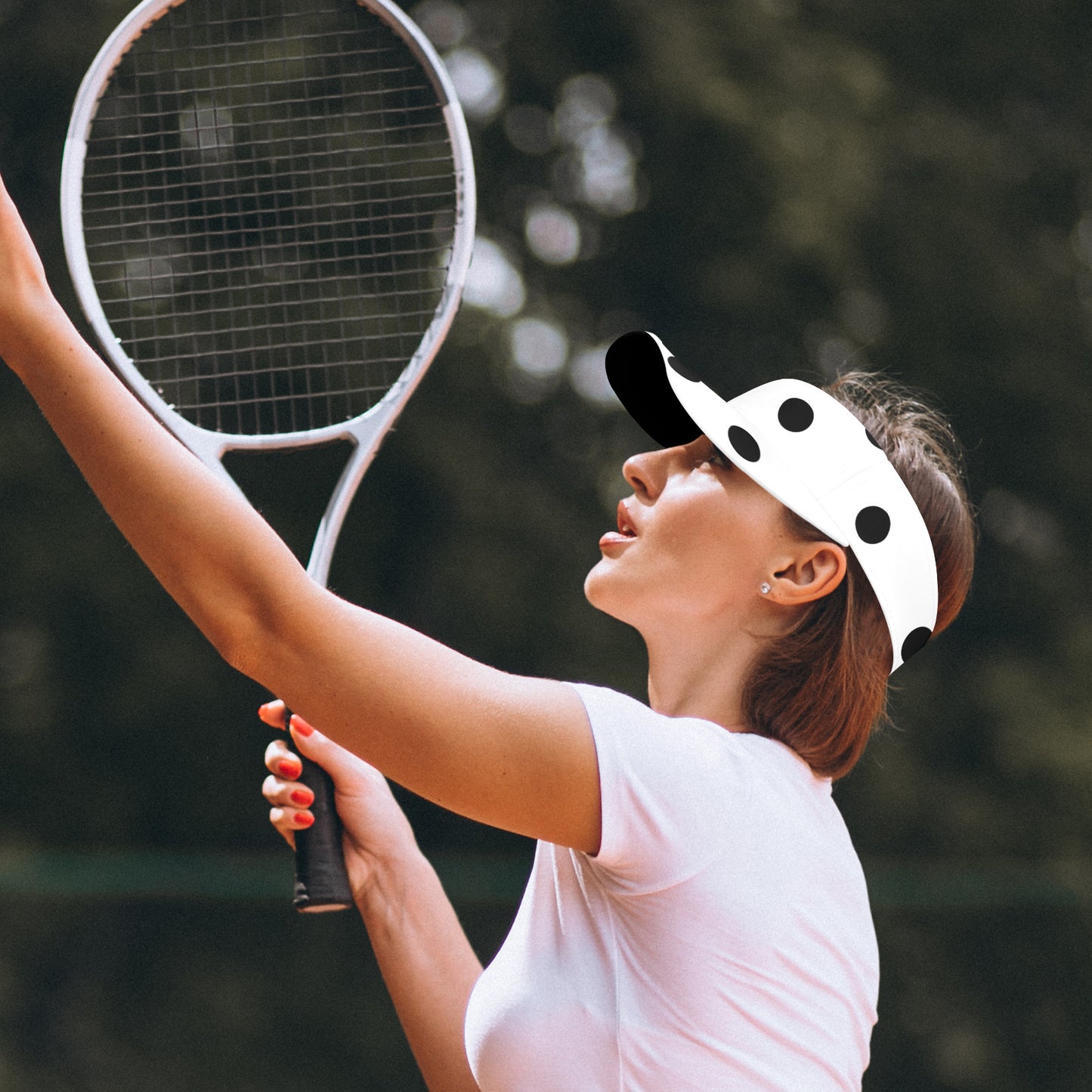 White With Black Polka Dots Athletic Visor