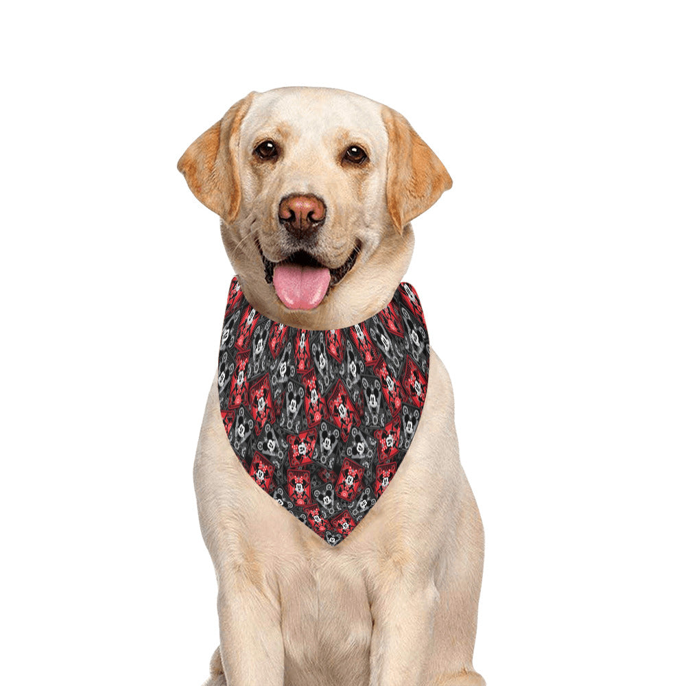 Steamboat Mickey And Minne Cards Pet Dog Bandana