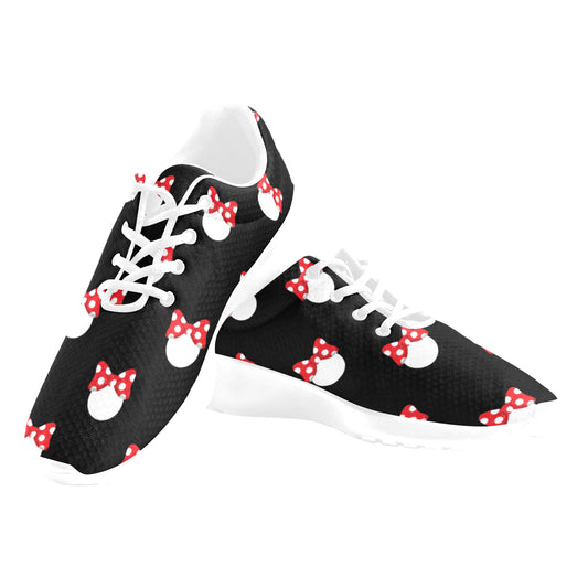 White Polka Dot Red Bow Men's Athletic Shoes