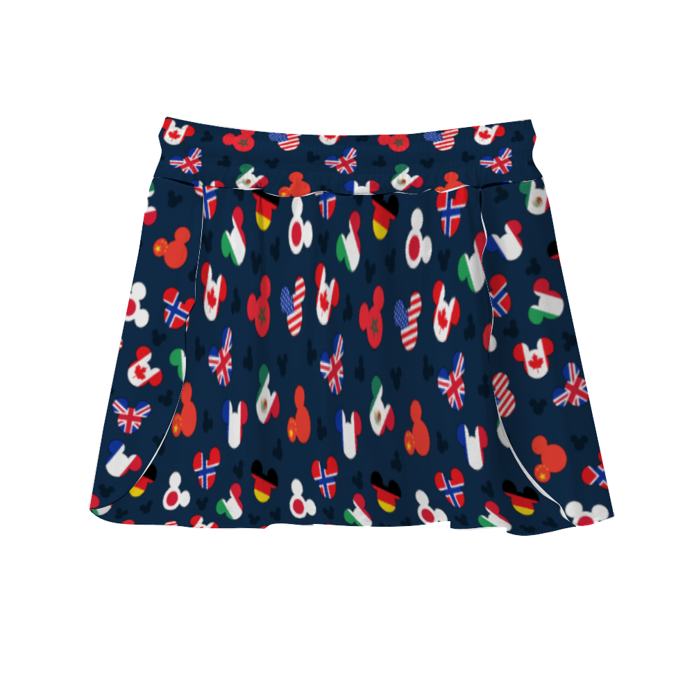 Mickey Flags Athletic Skirt With Built In Shorts