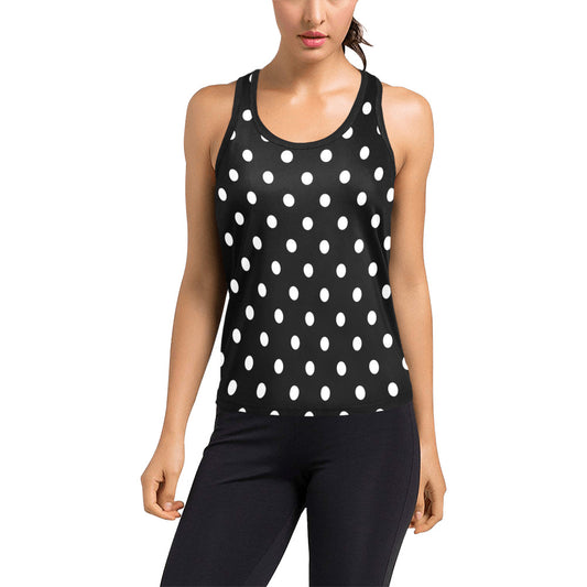 Black With White Polka Dots Women's Racerback Tank Top