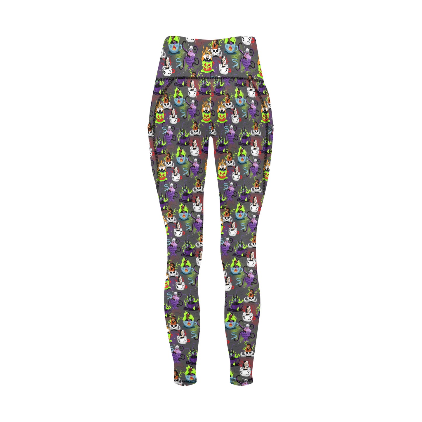 Villains Tea Cups Women's Athletic Leggings With Pockets