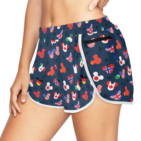 Mickey Flags Women's Athletic Sports Shorts