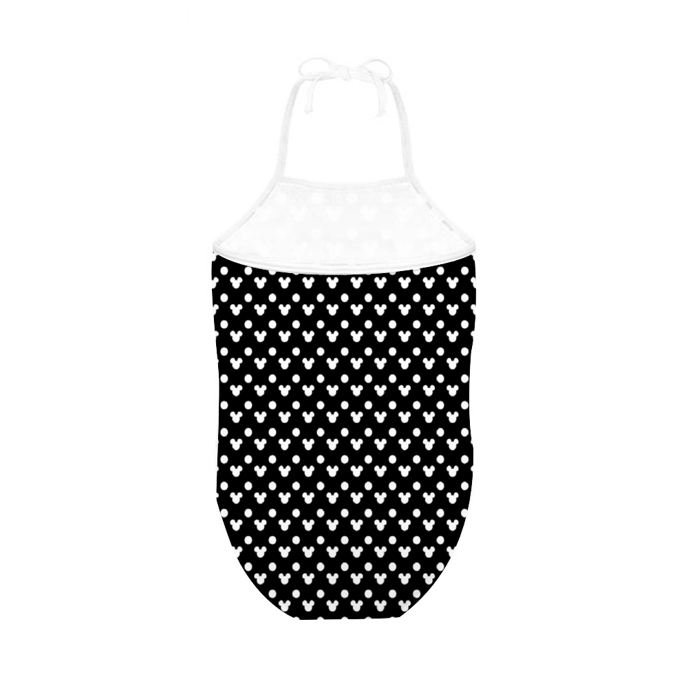 Black With White Mickey Polka Dots Girl's Halter One Piece Swimsuit