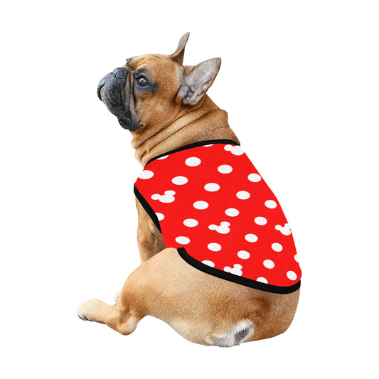 Red With White Mickey Polka Dots Pet Tank Top