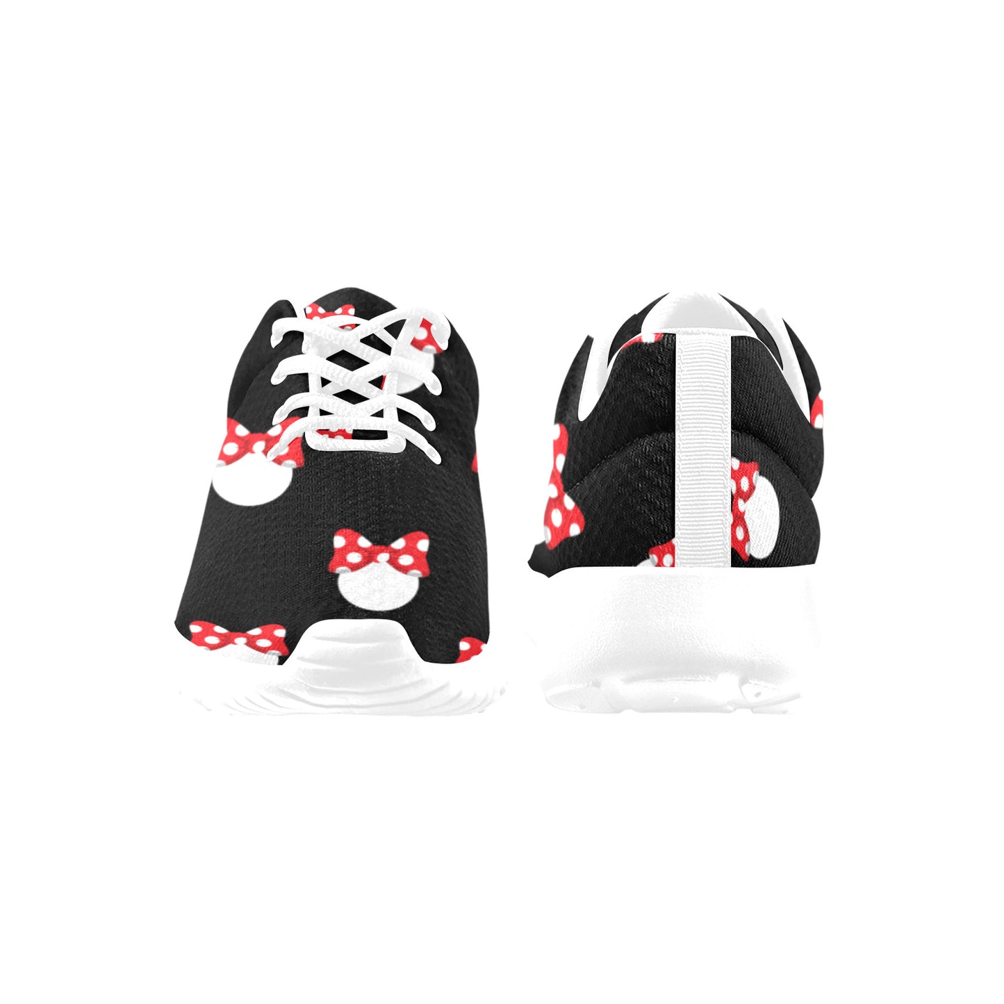 White Polka Dot Red Bow Men's Athletic Shoes