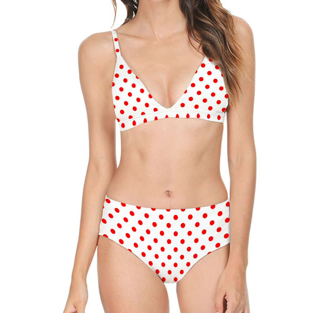 White With Red Polka Dots Women's One-Piece Swimsuit