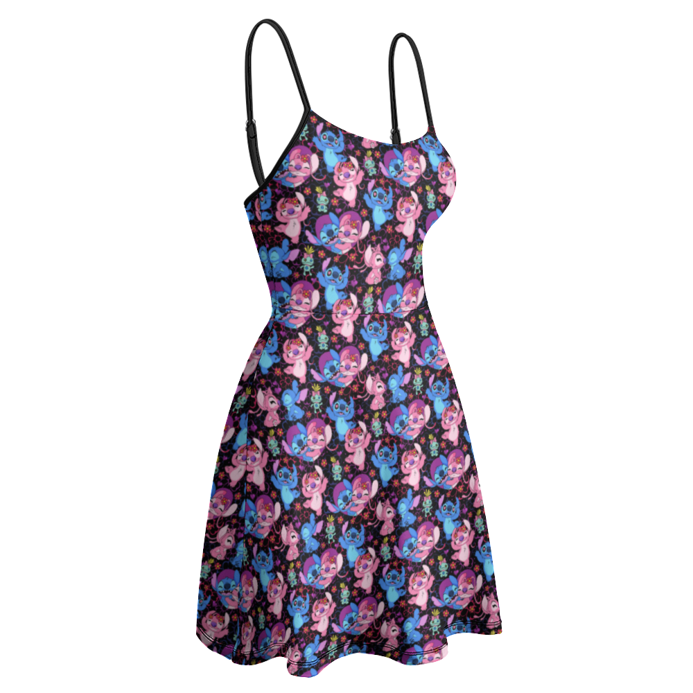 Disney Lilo And Stitch Angel Besties Women's Sling Short Dress