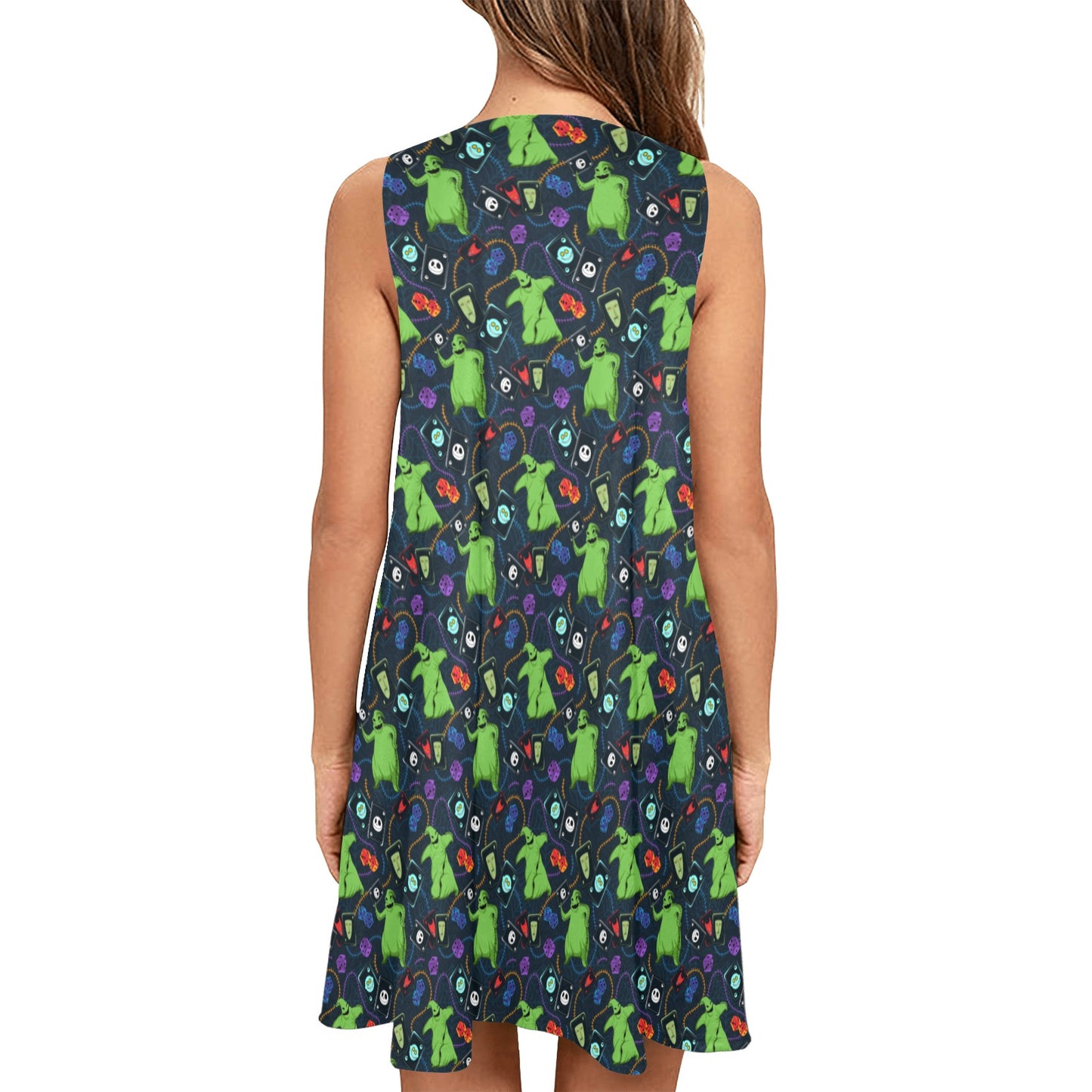 Disney Nightmare Before Christmas Oogie Cards And Dice Sleeveless A-Line Pocket Dress