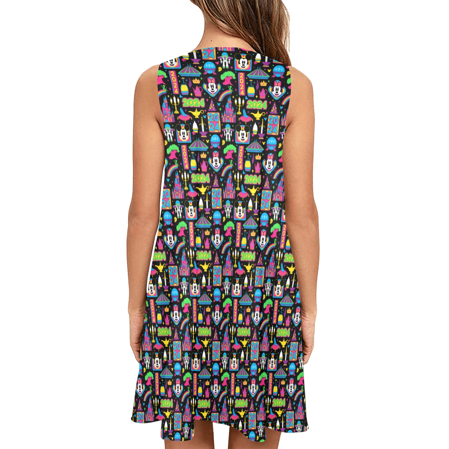 Disney 2024 Dark Sleeveless A-Line Pocket Dress