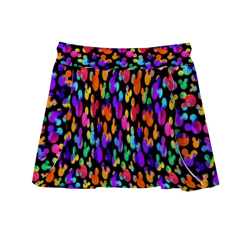 Watercolor Athletic Skirt With Built In Shorts