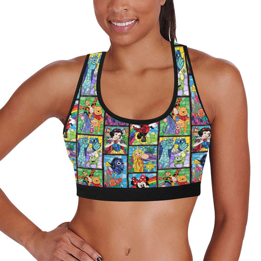Stained Glass Characters Women's Sports Bra