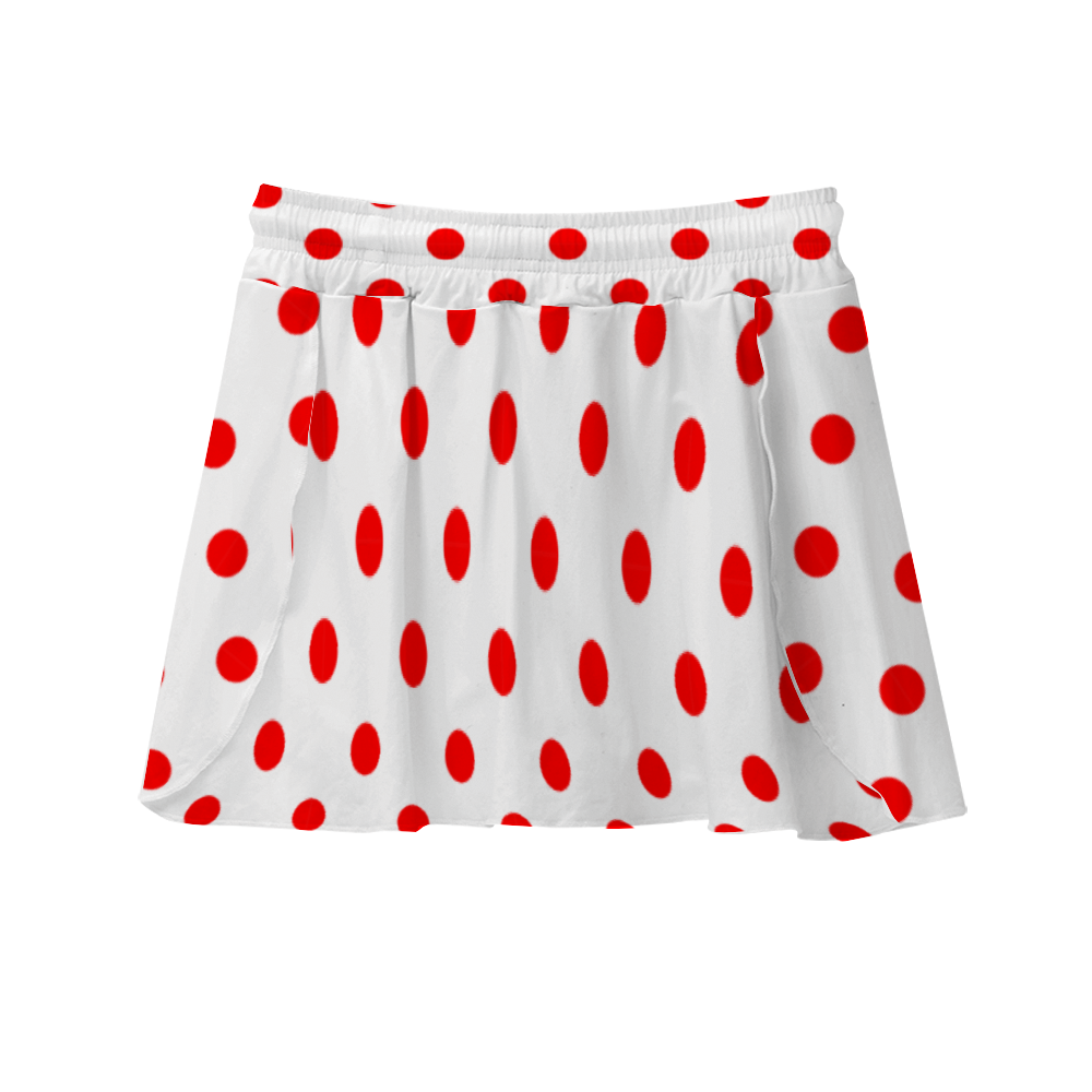 White With Red Polka Dots Athletic Skirt With Built In Shorts
