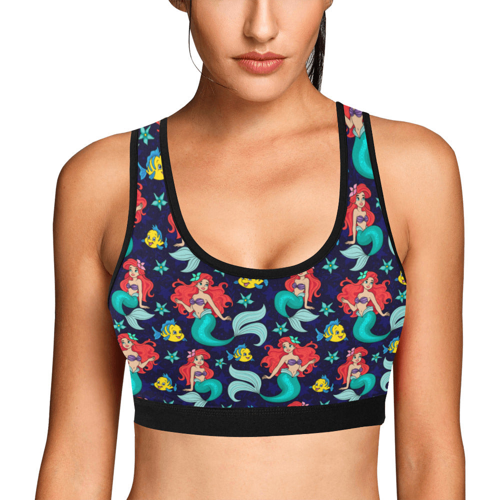 Disney Little Mermaid I Want To Be Where The People Are Women's Sports Bra