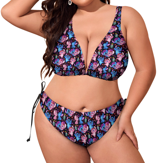 Disney Lilo And Stitch Angel Besties Plus Size Women's Two Piece Bikini