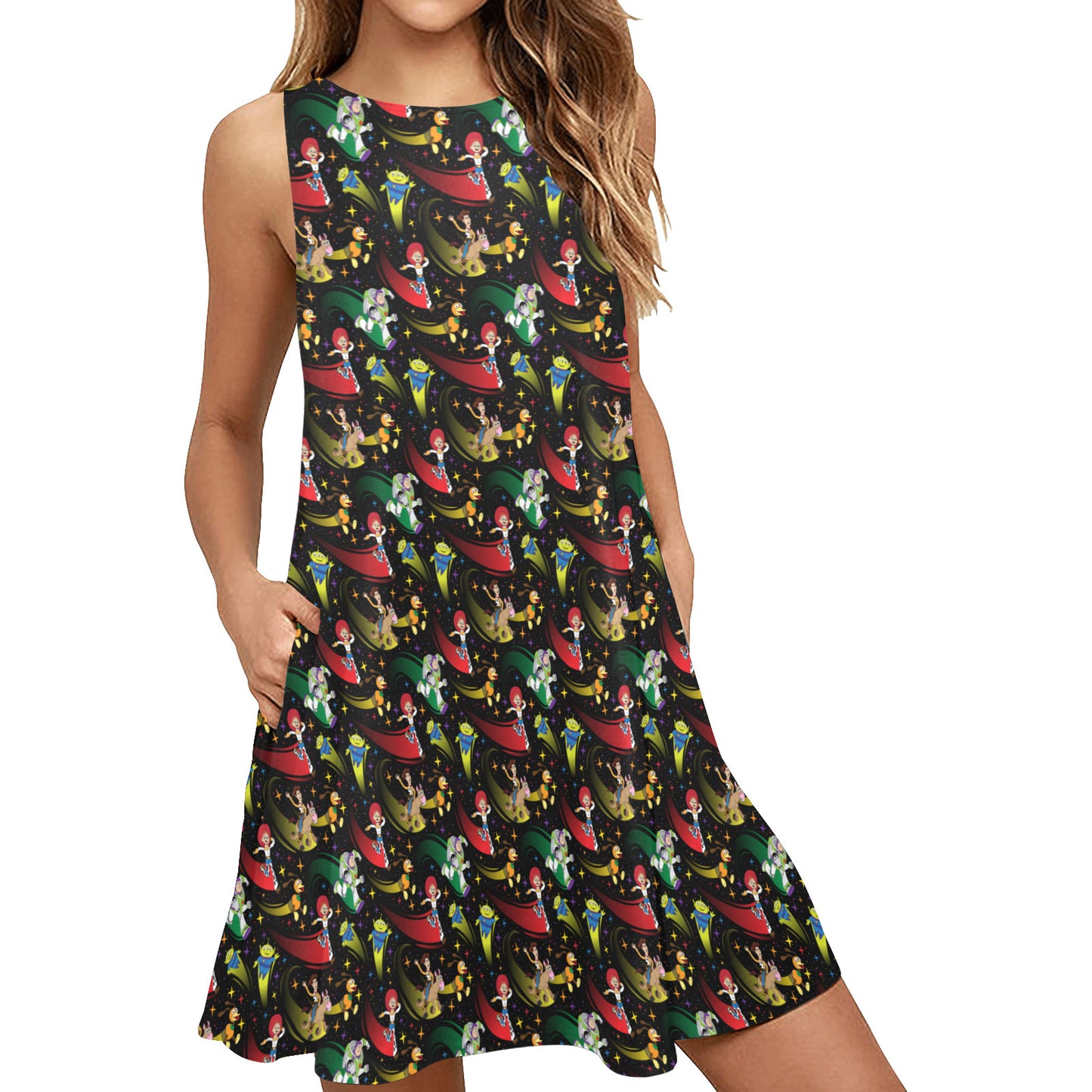 Disney Toy Story Roundup Friends Sleeveless A-Line Pocket Dress