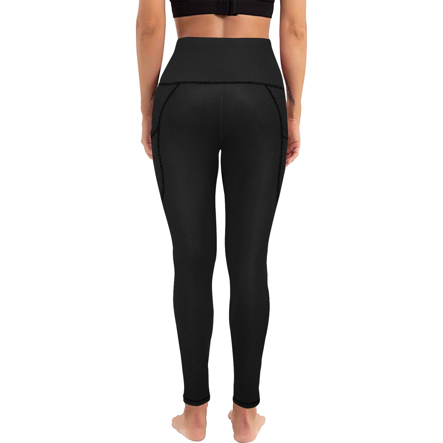 Black Women's Athletic Leggings With Pockets
