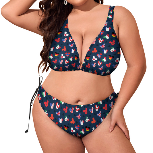 Mickey Flags Plus Size Women's Two Piece Bikini