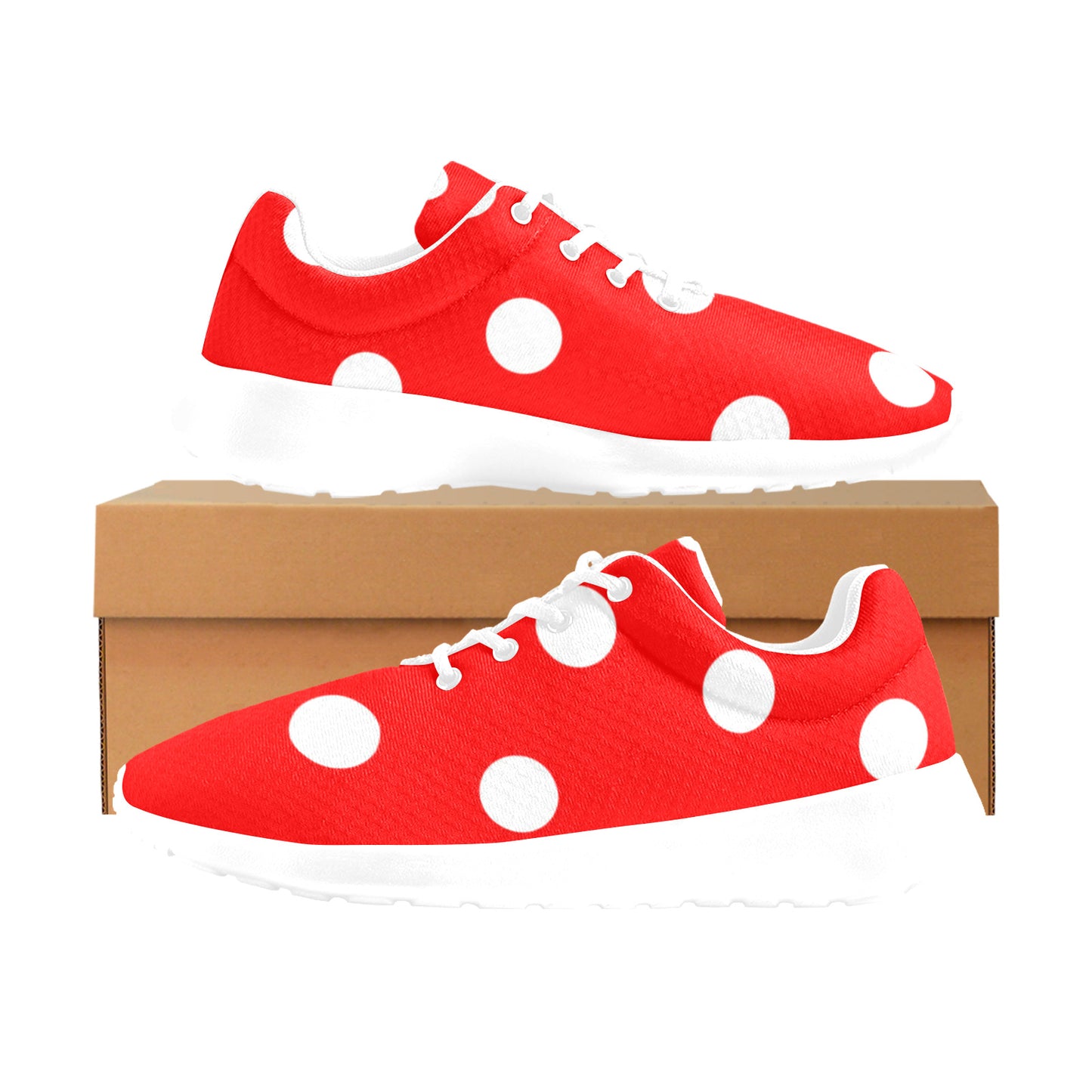 Red With White Polka Dots Men's Athletic Shoes