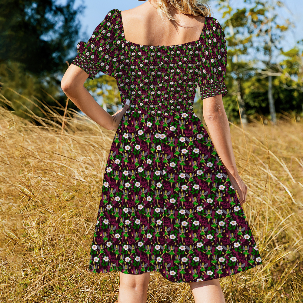 Tinker Bell Women's Short Sleeve V-neck Knee-Length Dress