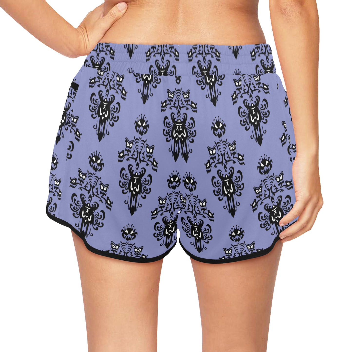Haunted Mansion Wallpaper Women's Athletic Sports Shorts