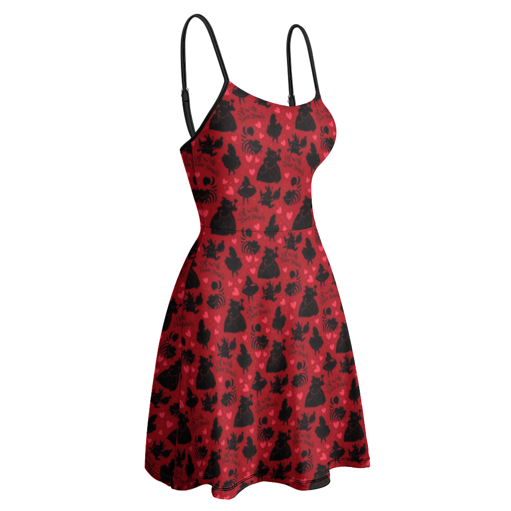 Disney Alice In Wonderland Queen Of Hearts Off With Their Heads Women's Sling Short Dress