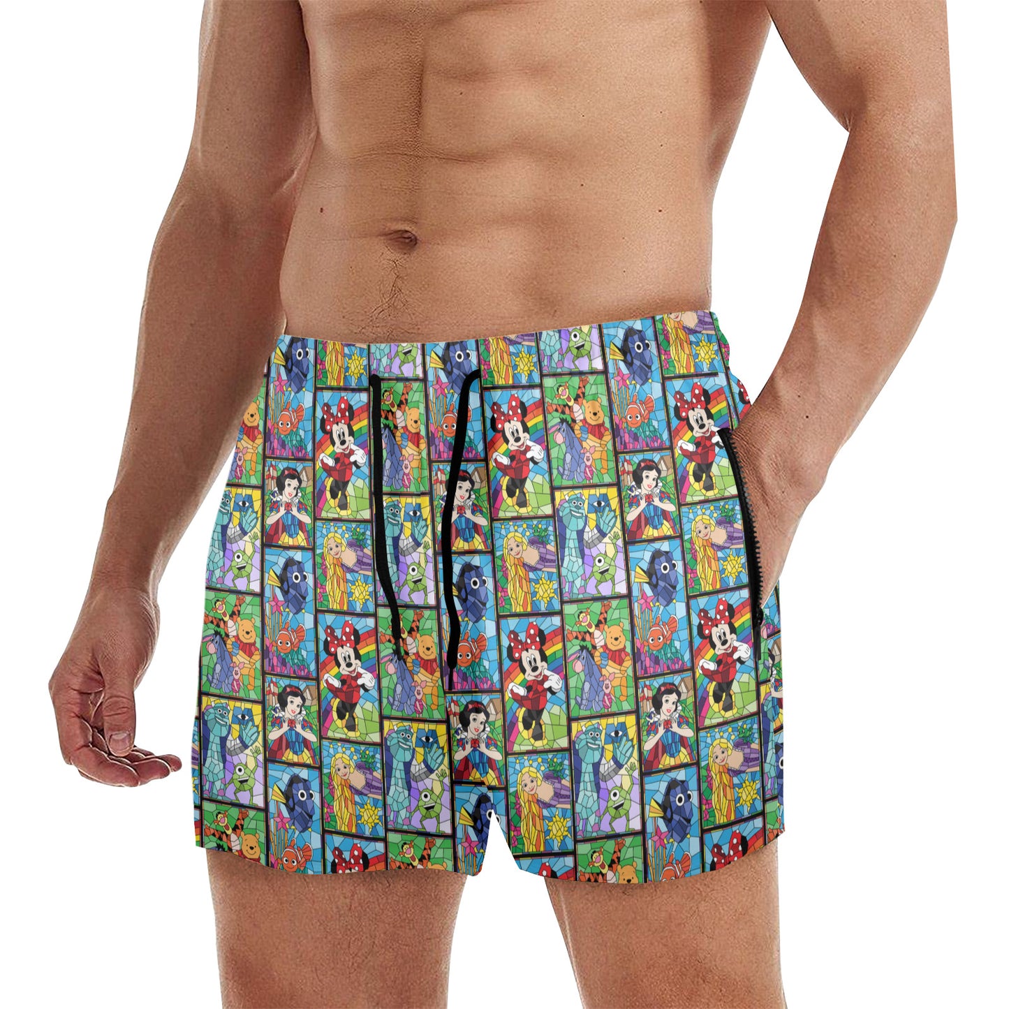 Stained Glass Characters Men's Quick Dry Athletic Shorts