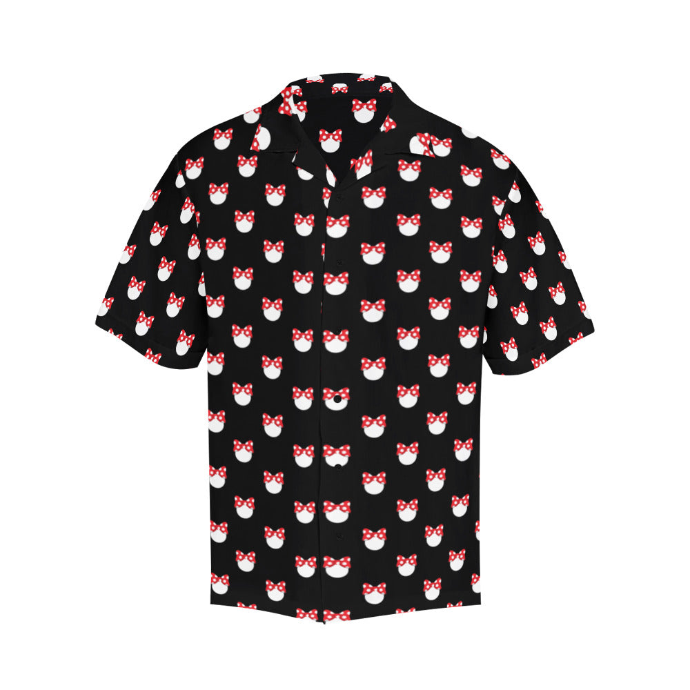 White Polka Dot Red Bow Hawaiian Shirt