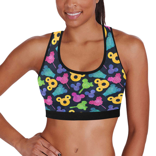 Glitter Park Snacks Women's Athletic Sports Bra